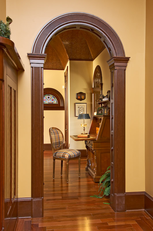 Preserved architectural details in an older home renovation